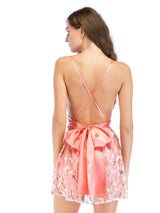 Striped Deep V-neck Suspender Jumpsuit