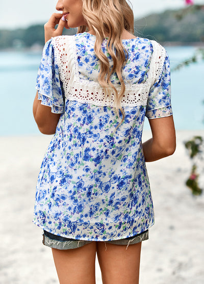 Printed Short-sleeved Round Neck Shirt
