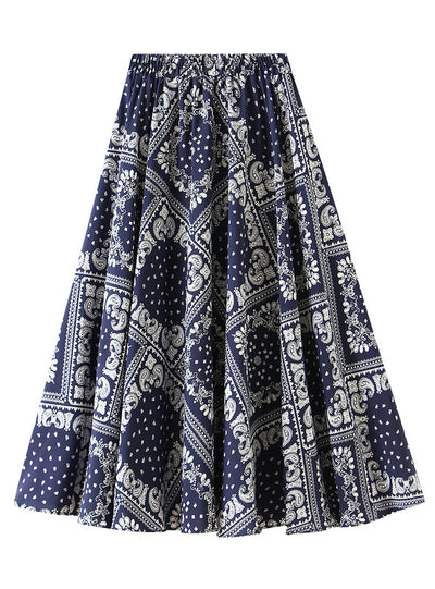 High Waist Slim Medium Length Printed Skirt