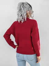 Women Long Sleeve Button Sweater Top