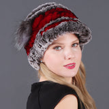Woman Warm Rex Rabbit Hair Knitted Hat