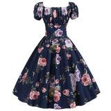 Vintage Print Short Sleeve Dress