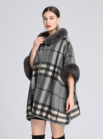 Hood Shawl Cloak Ladies Woolen Loose Coat Cardigan