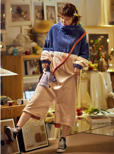 Coral Velvet Winter Warm Pajamas Jumpsuit Skirt