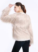 Short Long Sleeve Lamb Wool Fake Fur Women's Coat