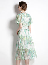 Women Printed Lace Fashion Dress