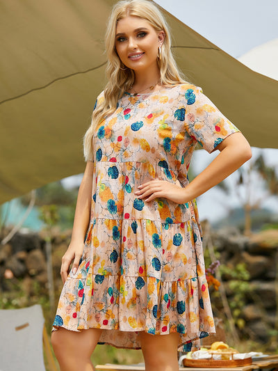 Women T-shirt Printed Dress Skirt