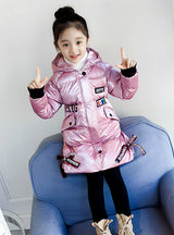 Pink Thickened Medium Long Cotton-Padded Jacket