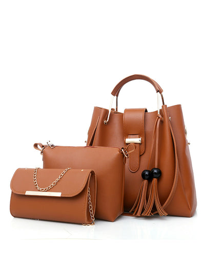 3Pcs/Sets Women Handbags Leather Shoulder Bags