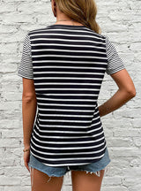Casual Short-sleeved Striped T-shirt