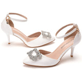 Square Beading Buckle Pointed Sandals