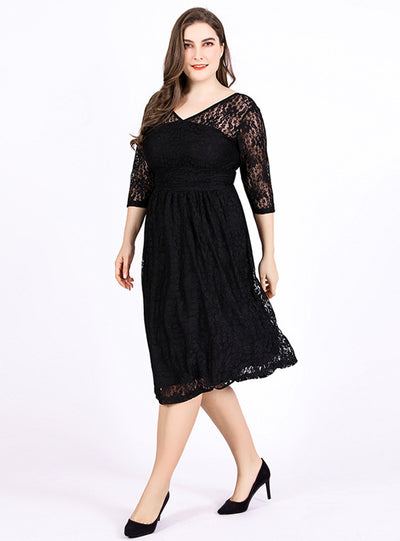 V-neck 3/4 sleeve Backless Sexy Dress