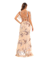 Retro Backless Sequined Dress