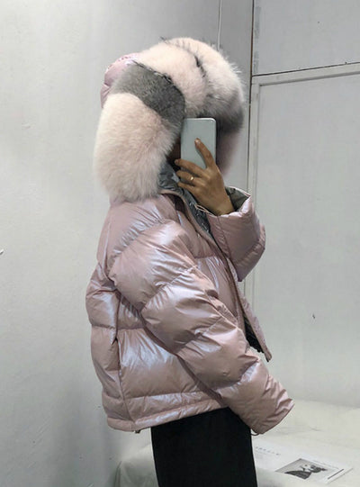 Real Fur Coat Natural Fox Fur Collar 2019 Winter Jacket 