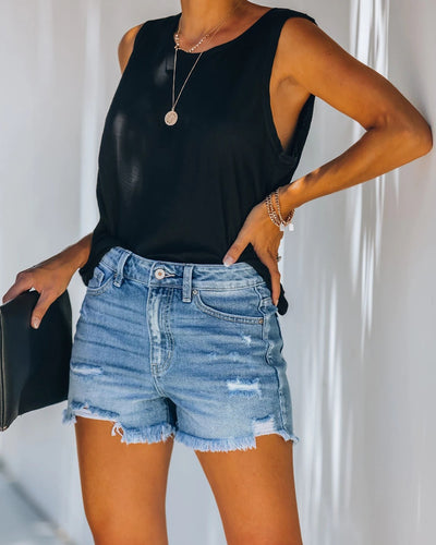 Women Poked Casual Jeans Shorts