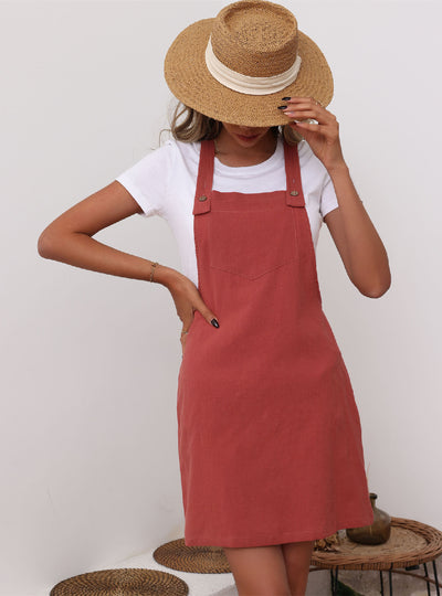 Short Casual Loose Cotton Bib Skirt