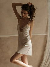 Split Hollow Pure Pajamas Sling Nightdress