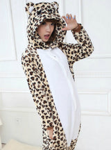 Leopard Bear Pajamas Sets Flannel Hooded Cartoon