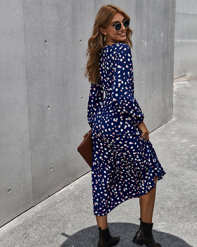 Printed Elegant Square Collar Dress