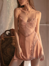 Sexy Suspender Lace Ice Silk Pajamas