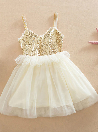 Tulle Ball Sleeveless Dresses Sequins Princess Children