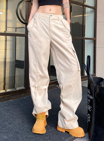 Straight Streamers Pockets Pants