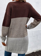 Knitted Cardigan Contrast Color Sweater Coat