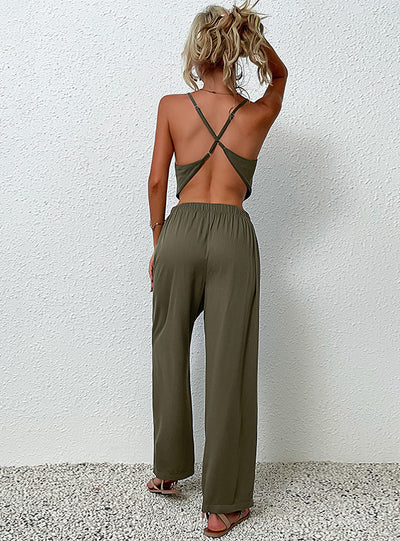 Backless Fashion Top Pant Suit