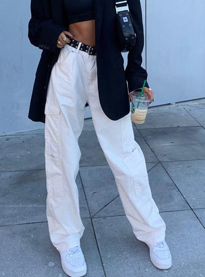 Women Jeans Pocket High Waist Jeans Korean