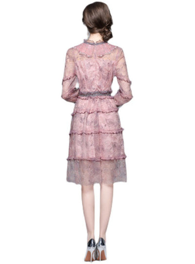 Heavy-duty Beaded Mesh Lace Stitching Dress