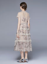 Lace Gauze Embroidered Floral Dress