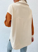 Spliced Wool Retro Polar Fleece Lapel Coat