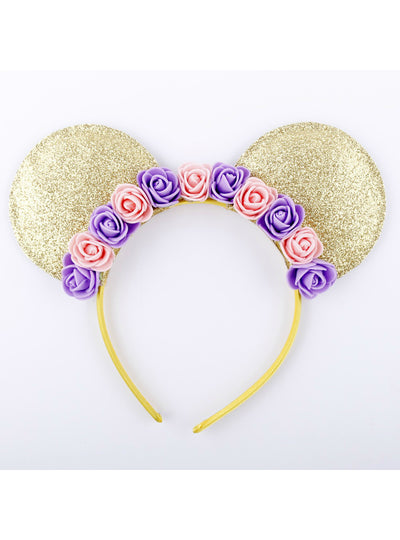 Cute mouse Ears Hair Bands Hoop rose flower 