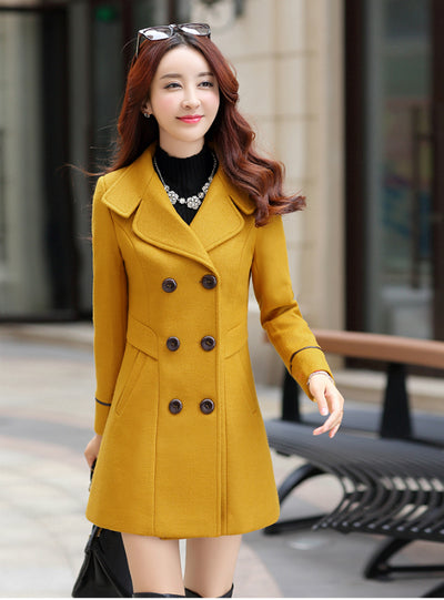 Long Coat Slim Fit Lapel Woolen Overcoat