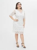 Plus Size Lace Hollow Short Sleeves Dress