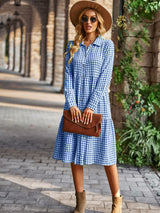 Plaid Casual Swing Long Sleeve Dress