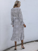 Mid-length Ethnic Print Temperament Dress
