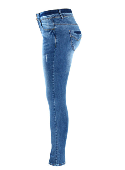 Chic Style Fading Stretch Skinny Denim Jeans Woman