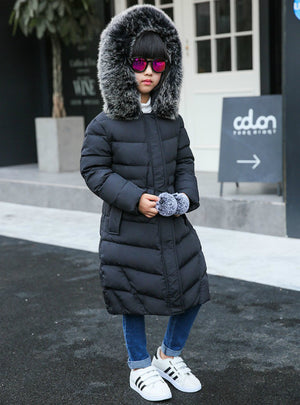 Girls Down Jacket Winter White Duck Down Long