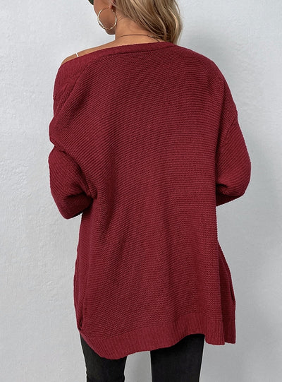 Retro Twist Pocket Sweater Coat