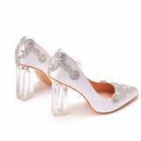 Transparent Square Pointed Wedding Heel Shoes