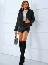 Solid Color Turtleneck Zipper Coat