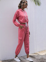 Long Sleeve College Style Pink Sports Suit