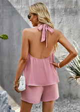 Sleeveless Top and Shorts Two-piece Suit