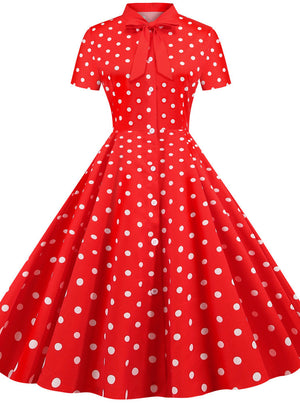 Wave Point Short Sleeve Vintage Dress