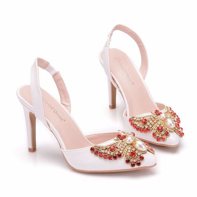 Butterfly Pointed Heels Crystal Sandals