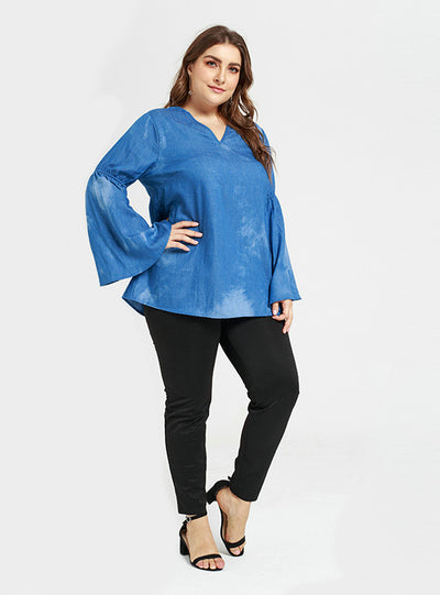 Loose Trumpet Sleeves Thin Jeans Tops