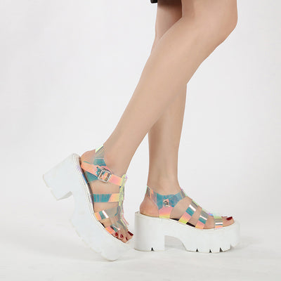 Summer Colorful White Platform Sandals