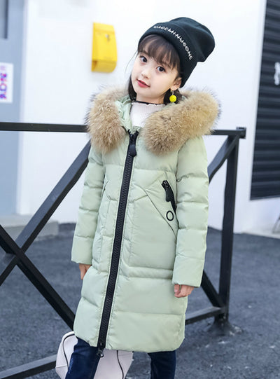 Winter Thicken Parka Real Fur Hooded Children Outerwear Coats