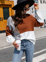 Turtleneck Contrast Lace-up Sweater